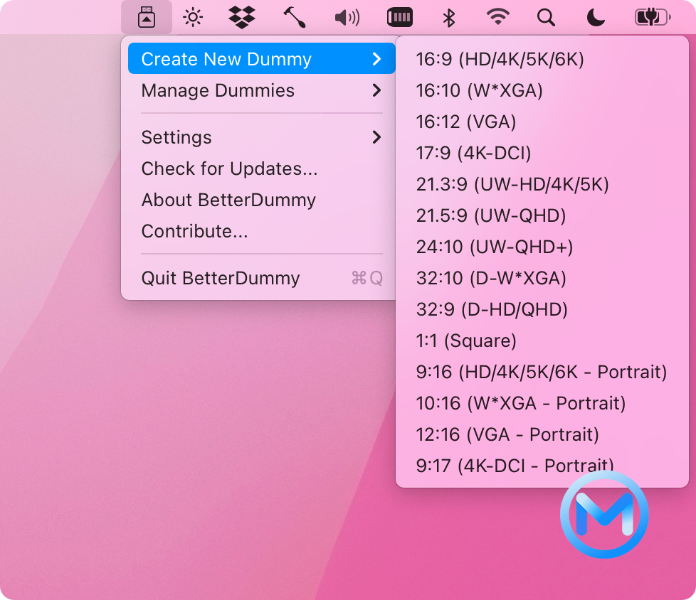 BetterDummy For Mac 1.0.13虚拟显示器软件开启HiDPi分辨率