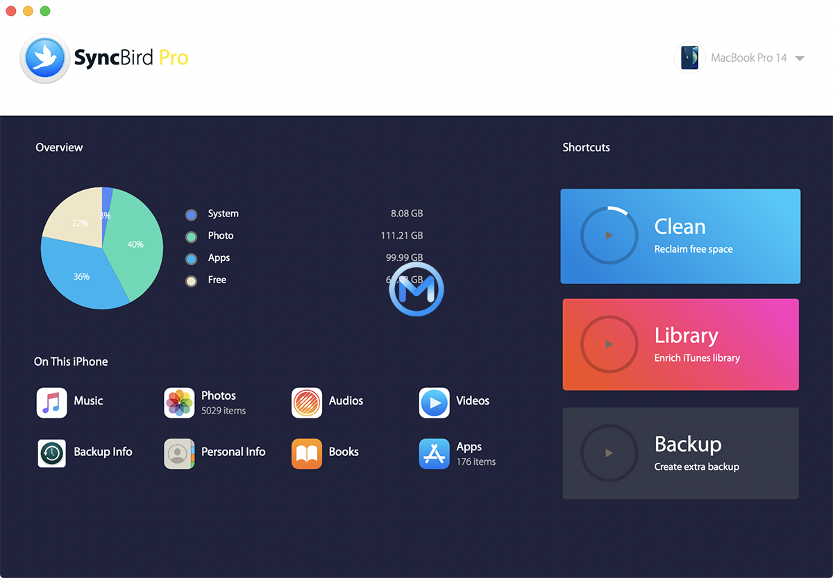 SyncBird Pro For Mac 3.7.3 iPhone iPad管理软件可清理缓存垃圾文件